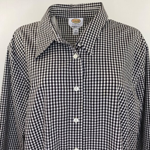 Talbots Womens Gingham Stretch Button Up Shirt Long Sleeve Black Size 3XL 24W - Picture 2 of 11
